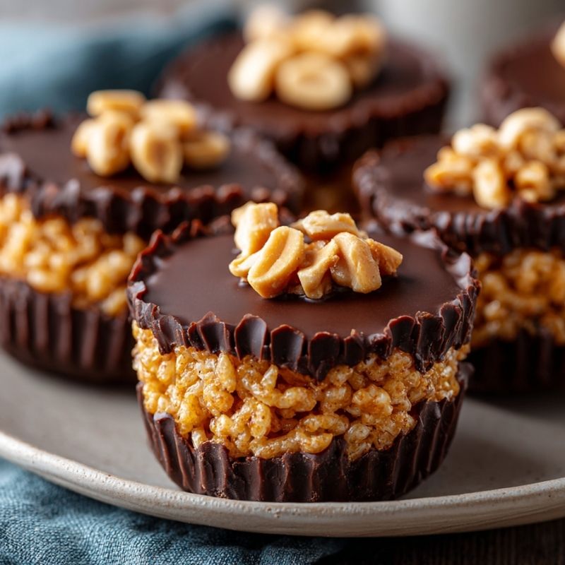 Decadent Chocolate Peanut Butter Rice Krispie Cups