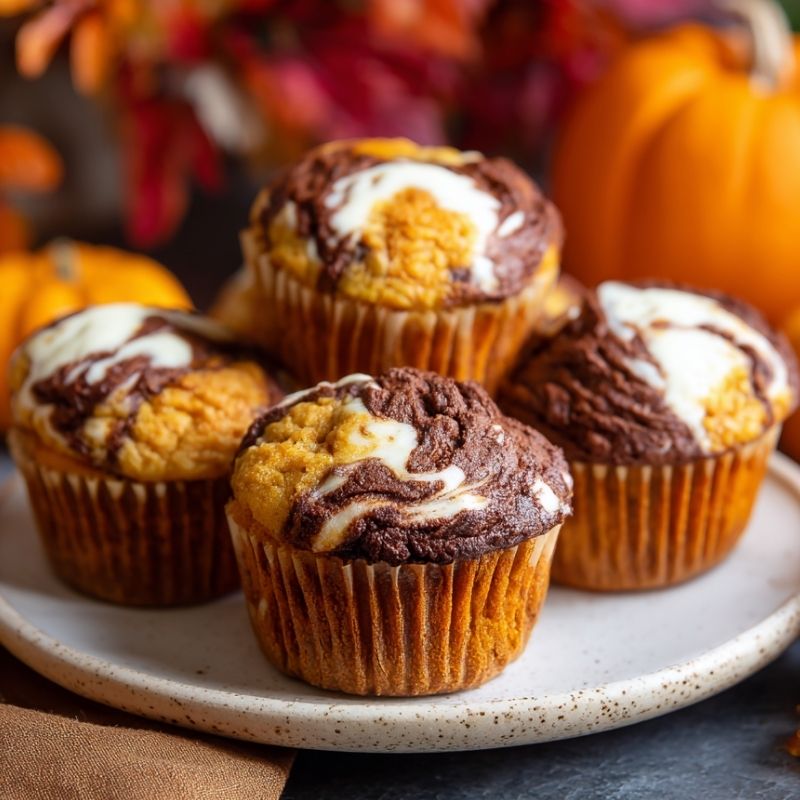 Moist Pumpkin Swirl Muffins