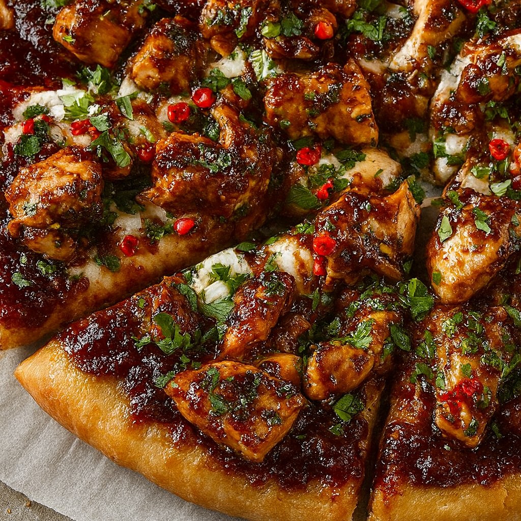 Savory Chili Garlic Chicken Pizza