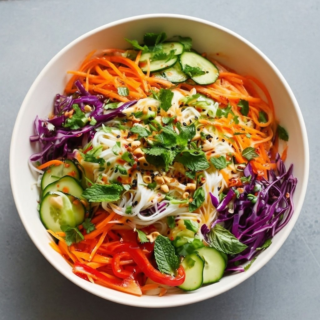 Refreshing Spring Roll Salad With Spicy Ginger Dressing