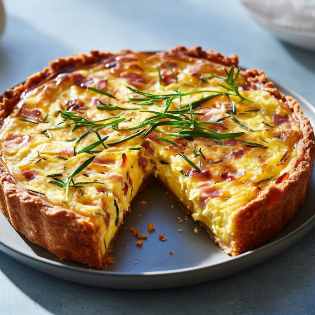 Crispy Hash Brown Crust Bacon And Cheddar Quiche