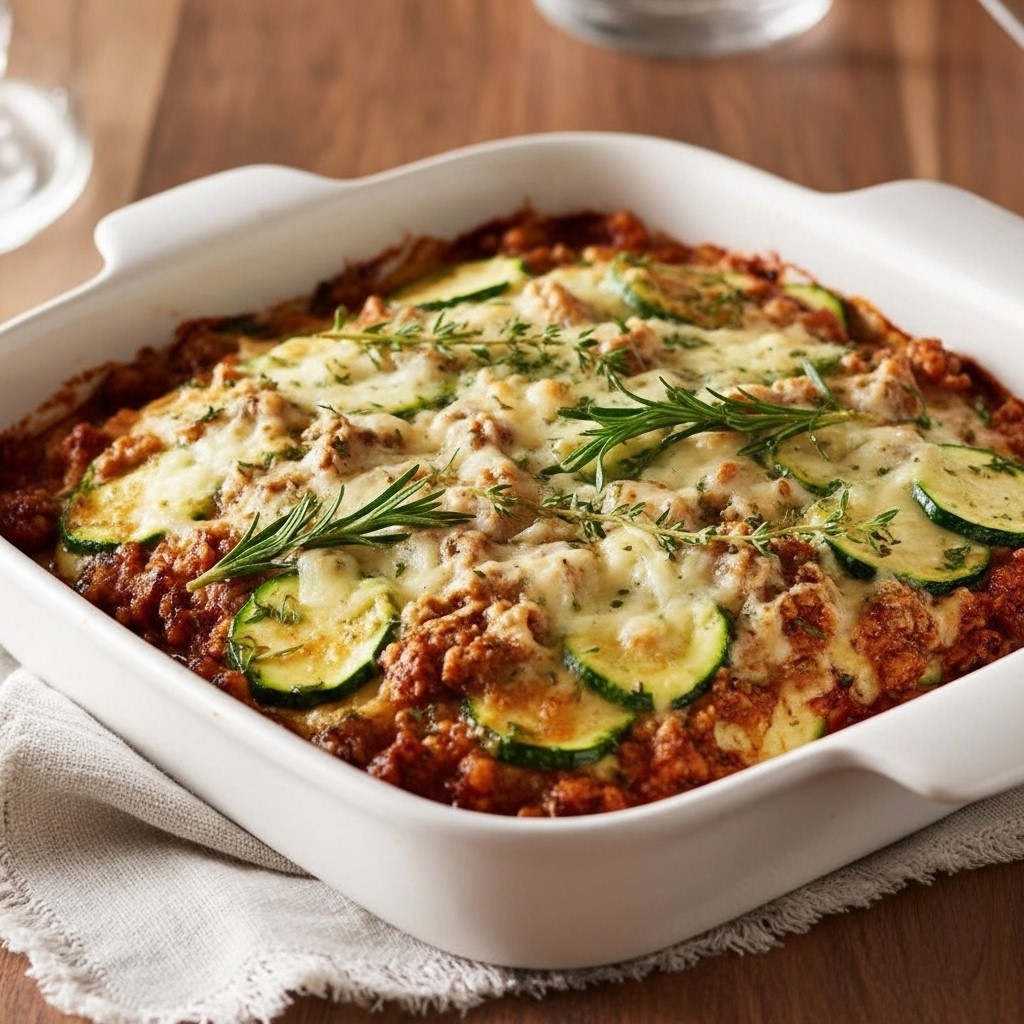 Healthy Ground Turkey Zucchini Casserole