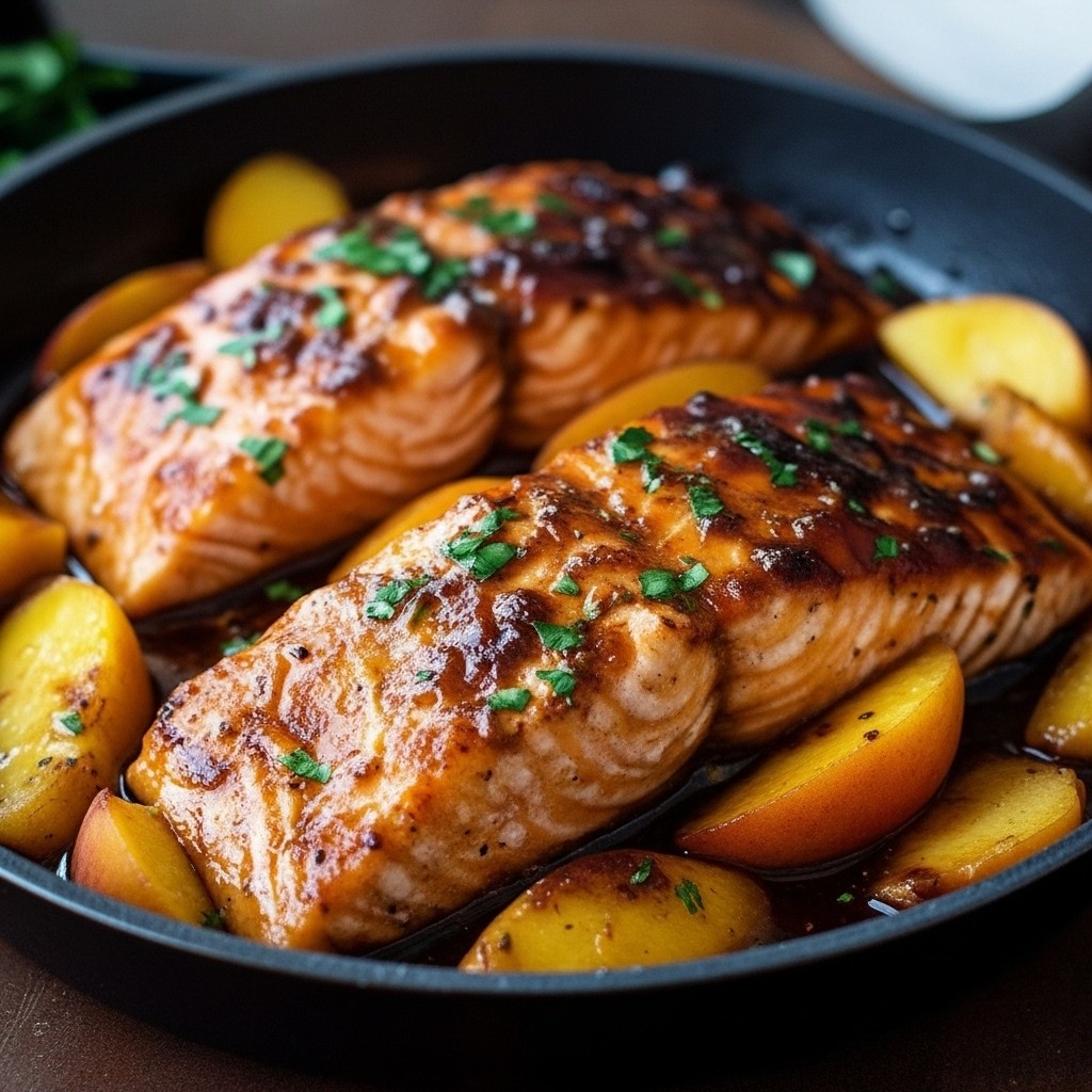 Best Bourbon Peach Roasted Salmon