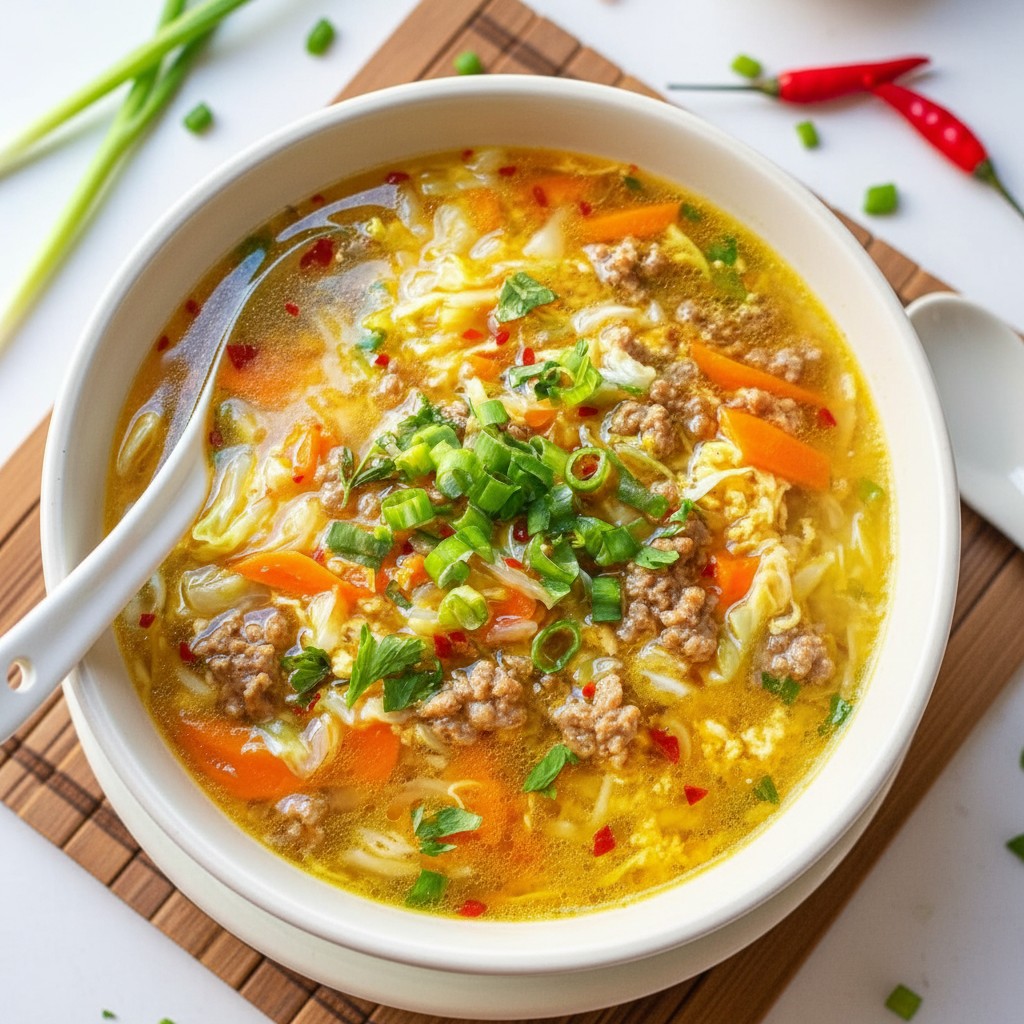 Cozy Egg Roll Soup With Green Onions And Ginger