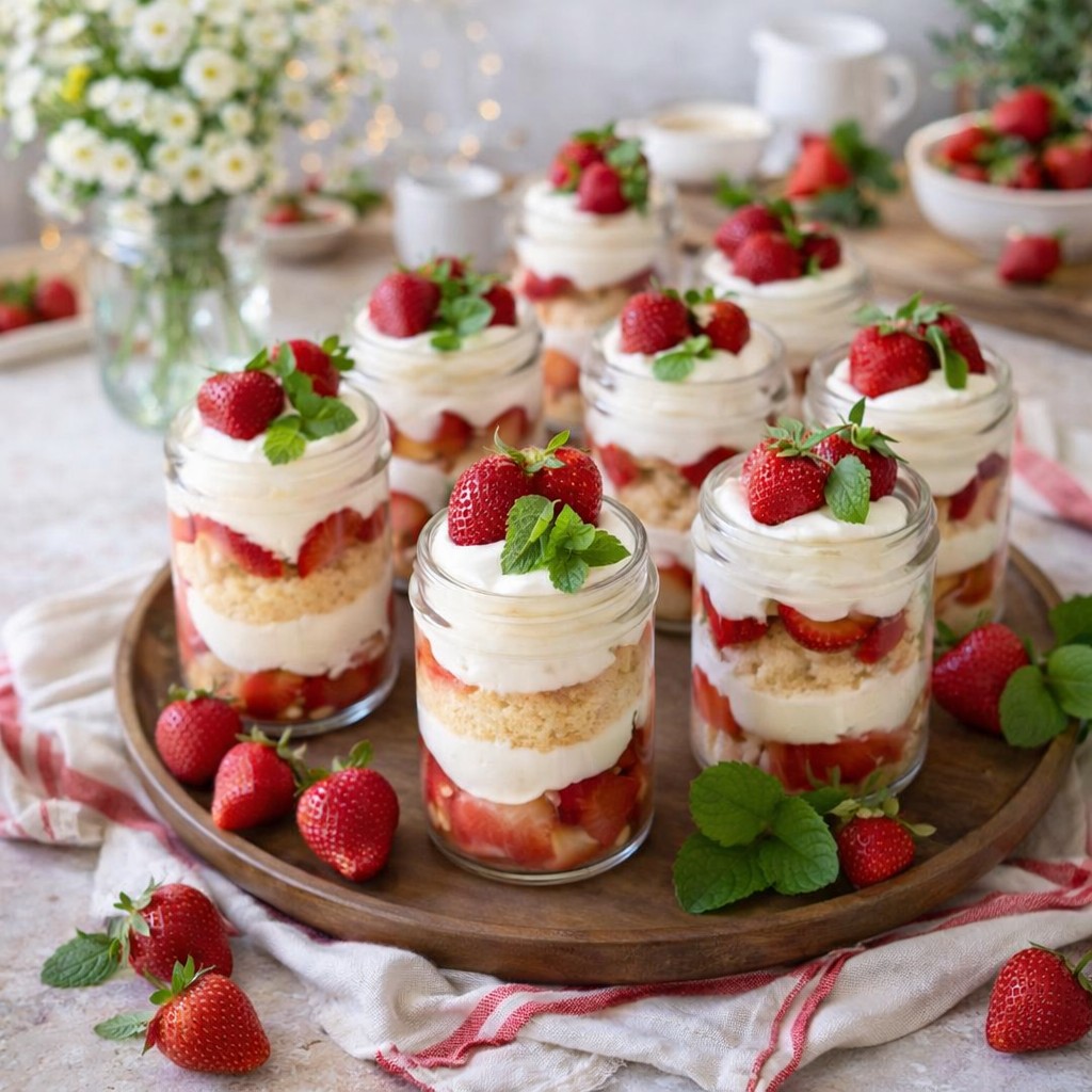 Fluffy Strawberry Shortcake Trifles